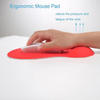 xinidc Ergonomic Computer Mouse Pad with Wrist Rest Support, Pain Relief Mouse Pad with Non-Slip PU Base for Home Office Working Studying (Red)