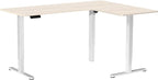 VIVO Electric Corner 63 x 47 inch L-Shaped Standing Desk, Memory Height Adjustment, Light Wood Top White Frame, DESK-E3CTWC-47