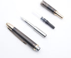 JINHAO 20 Press Fountain Pen, Retractable Capless Resin Pen with Ink Converter (EF Nib 0.4mm, Transparent Black - Gold Clip)