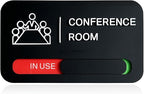 ANIWEY Acrylic Office Meeting Room Door Sign, 8.8 x 5.1 inches.Conference Room Signs, In use/Available Office Sign Black, Minimalist Style