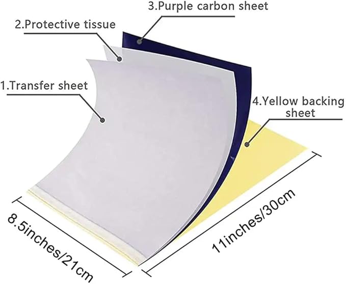 Tattoo Transfer Paper - Yuelong 30 Sheets Tattoo Stencil Paper Thermal Stencil Paper 4 Layers A4 Size DIY Tattoo Tracing Paper for Tattoo Transfer Kit Tattoo Supplies