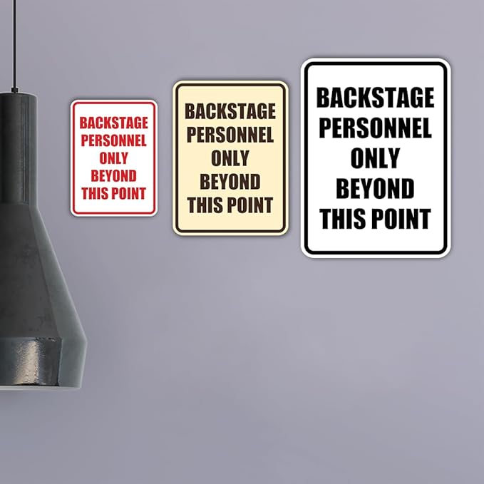 Portrait Round Backstage Personnel Only Beyond This Point Door or Wall Sign Easy Installation | Music | Concert | Festivals Sign (Black Gold) - Large