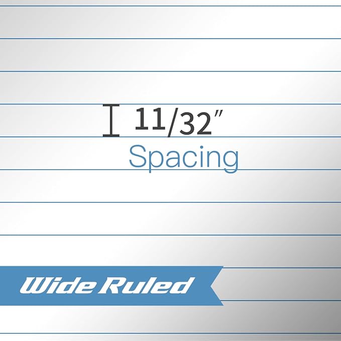KAISA Legal Pads Large Wide Ruled Writing Pad, 8.5"x11.75" Note Pads 50 Sheets Per Pad, Ruled Paper Notepads, 20 lb Heavy Paper, Rigid Back lined Pads,3pads White Canary Blue,BK-3140,Made In The USA