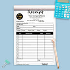Custom Carbonless Sales Invoice Form Books for Small Business, Personalized NCR 3-Part Receipt Book with Carbon Copies, Cover Add Company Name, Address and Number Printed