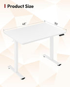 SANODESK Electric Standing Desk 48 x 30 Inches Whole-Piece Desktop Height Adjustable Stand Up Desk w/6-Button Controller Ergonomic Computer Desk for Home Office, White Frame + White Tabletop