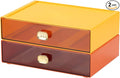 OSteed Spacious Desktop Storage Box, 2 Large Storage Drawers, Stackable Office Desk Drawer Organizer and Accessories, Printer Paper Organizer, Orange & Yellow Plastic Drawers for Workspace & Home