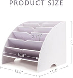 SONGWAY Fan Shaped Desk File Organizer - 6 Compartments File Holder for Desktop, Magazine Rack, Mail Holder, File Sorter, Paper Organizer for Home Office Classroom, White