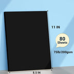 Cardstock Paper, Black Cardstock 8.5x11, 80 Sheets Card Stock, 200GSM Thick Printer Paper 8.5x11, Black Blank Card Stock Paper for Greeting Cards, DIY Cards, Wedding Invitation, Postcards