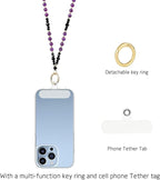 AIDSOTOU Lanyards for ID Badges and Keys,Natural Stone Beaded Teacher Lanyard for Women,Retractable Lanyard with ID Holder Cute Lanyards for Teachers（Pink）