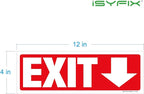 iSYFIX Exit Signs Stickers 2 Pack 12x4 Inch - Laminated Premium Vinyl Directional Down Arrow Signs for Buildings, Office, Workplace, Stores, Schools, Theaters, Parking, Restaurants, Factories
