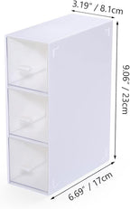 OSteed Desktop Drawers, Desk Organizer with 3 Drawers, Stackable Plastic Storage Box for Home Collection, Cosmetics, Jewelry, Office Supplies (1 Tall Layer, White)