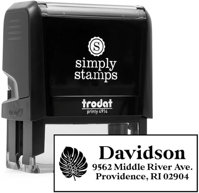 Custom Floral Address Stamp | Choose from 12 Designs | Multiple Ink Color Options | Envelope Return Address Stamp for Couple or Family (Design 7, Medium)