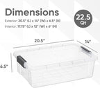 Superio Storage Bins with Lids, Clear Plastic Containers for Organizing, Stackable Totes, BPA Free, Odor Free, Organizer Boxes for Home, and Dorm (4 Pack, 22.75 Qt)