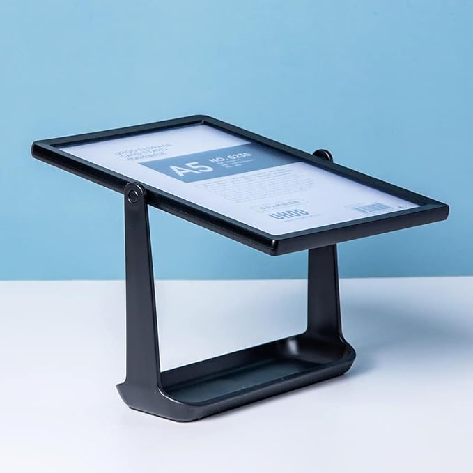 ECKEK ABS Plastic Sign Holder, Menu Displays T Shape Sign Stand, Rotating Display Stand for Ads, Menu, Photos, Business Card (White A5 148×210mm/ 5.83×8.27 inches)