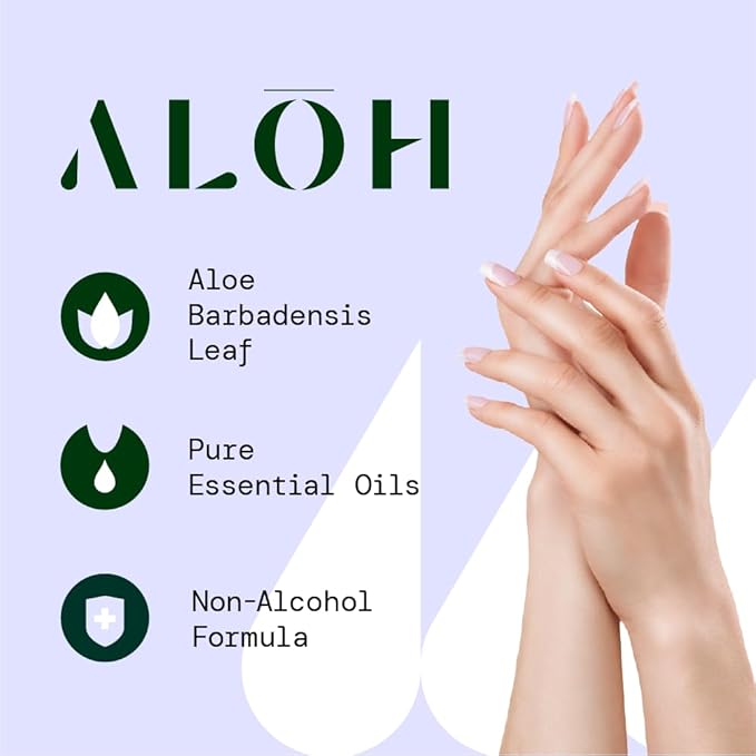 ALŌH Lavender Rosewood + Aloe Sanitizing Hand Wipes - Clean Hands, Clear Mind - On The Go Hand Sanitizer Wipes for Kids and Adults - Travel Size 6 Pack, 20ct (120 wipe)