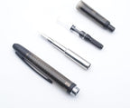 JINHAO 20 Press Fountain Pen, Retractable Capless Resin Pen with Ink Converter (F Nib 0.5mm, Transparent Black - Black Clip)