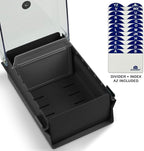 Acrimet Index Business Card Size File Holder Organizer Box Metal Base Heavy Duty (AZ Index Cards and Divider Included) (Black Color with Clear Crystal Plastic Lid Cover)