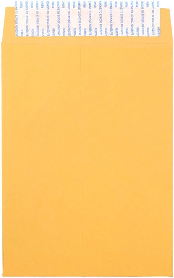 JAM PAPER 6 1/2 x 9 1/2 Open End Envelopes with Peel and Seal Closure - Brown Kraft Manila - Bulk 500/Box
