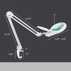 Neatfi LED Magnifying Lamp, 5 Diopter Glass Lens, 6500K Daylight Bright Light, Adjustable Arm, Eye-Friendly Lamp for Crafts, Sewing, Painting, Jewelry Making & Reading (White, 7-Inch Lens with Clamp)