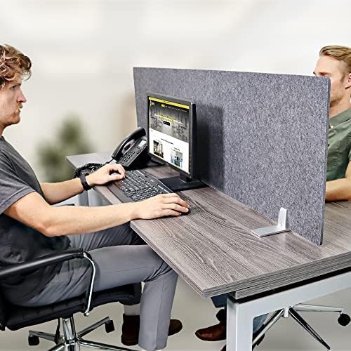 OBEX Free Standing Desk PET Privacy Screen, Table Top Home & Office Furniture Partitions and Dividers, Portable Workstation Freestanding Panels, 24" x 60" Shadow
