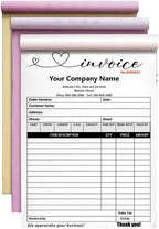 Personalized Invoice Book Custom 2 Part/3 Part Receipt Book Quote Estimate Order Forms Carbonless Form with Your Company Name Logo Address,2-10 Books (Style 19)
