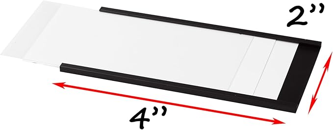 Realth Magnetic Label Holders 2'' x 4'' 70 Pack with Paper Inserts and Clear Plastic Protectors, Magnetic Label Strips Magnetic Data Card Holders File Cabinet Labels for Metal Racks and Shelves