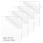 4 Pack 8x12 Inch Acrylic Sheet 1/8" Thick, Cast Acrylic Sheet, Clear Plexiglass Sheets, for Craft Projects, Display Cases, Signs, Photo Frame