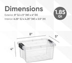 Superio Clear Storage Bins with Lids, Stackable Storage Box with Latches and Handles, Extra Small, 4 Pack 1.75 Quart