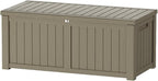 PATIOEASY Outdoor Storage Box 150GAL Waterproof Resin Deck Box,UV-Resistant Lockable Package Delivery Bin for Garden Tools,Large Patio Outside Cushions,Pool Accessories Supplies,Chest,Furniture,Grey