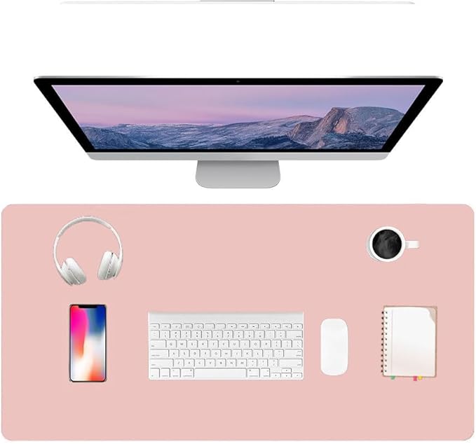 PU Leather Desk Pad Protector Gaming Mouse Pad Non Slip Desk Mat for Keyboard and Mouse Waterproof Desk Writing Pad for Office and Home Desk Accessories(Pink, 35.4 * 17.7)