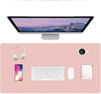 PU Leather Desk Pad Protector Gaming Mouse Pad Non Slip Desk Mat for Keyboard and Mouse Waterproof Desk Writing Pad for Office and Home Desk Accessories(Pink, 35.4 * 17.7)
