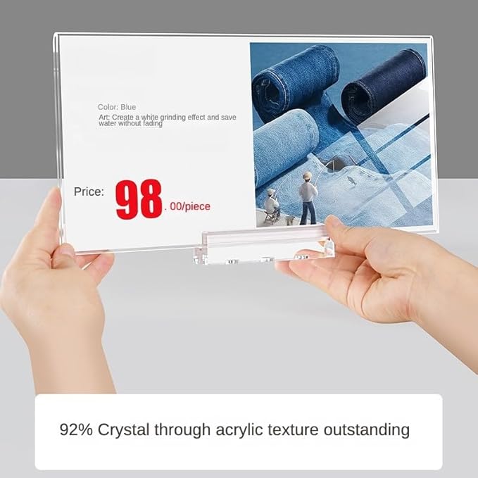 ECKEK Magnetic Sign Holder Grip Holder, Powerful Magnet, Acrylic Sign Holder for Retail Shelves Display Store Vendor Event Warehouse and Shop Supplies (Acrylic Base 400*150mm/15.75*5.91inches)
