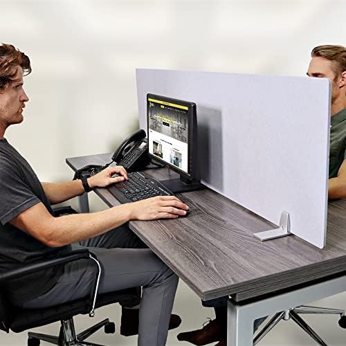 OBEX Free Standing Desk PET Privacy Screen, Table Top Home & Office Furniture Partitions and Dividers, Portable Workstation Freestanding Panels, 24" x 36" Stone
