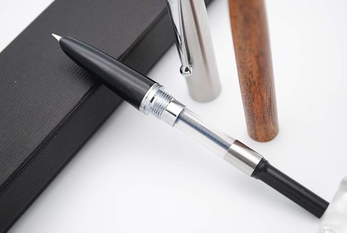 JINHAO 51A Wooden Fountain Pen Steel Cap (Peach Wood, Extra Fine Nib 0.38mm)