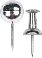 JAM PAPER Colorful Push Pins - Flat & Round Head Thumb Tack Combo Set - Silver Pushpins - 200/Pack