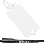 100pcs Blank Plastic Tags for Labeling Reusable Hanging Tags Ties Key Tag Storage Labels Waterproof Plastic Mark Label Writable Hang Sign with One Marker Pen (White)