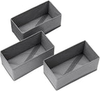 Sock Drawer Organizer 3 Pack, Fabric Drawer Organizer Clothes with Fixed Dividers, Sock Organizer for Dresser, Closet and Storage Bins