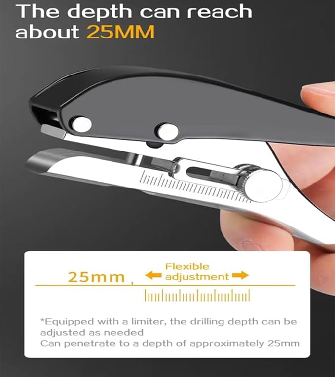 5/16 inch-8mm Heavy Duty Hole Puncher Round Single Hole Punch Badge Hole Punch Paper Punch Portable Hand Held Long Hole Puncher for Craft Paper Plastic Cardboard Business Card Photos-Black