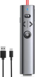 Wireless Presentation Clicker with Red Light Pointer, Clicker for Powerpoint Presentations with Volume Control, Rechargeable Long Range Presenter for Google Slide Keynote PC
