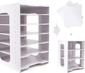 SONGWAY File Organizer for Desk - 7 Tier Document Holder with Removable Shelves, Letter Mail Rack, File Sorter Organizer, A4 Paper Storage Holder, Desktop Organizer for Home Office School, White