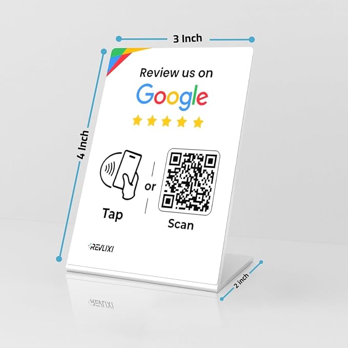 REVLIXI Google Review Stand (3 PCS)- Boost Reviews w/Reusable Google Review Tap Card Stand & QR Code Stand -No App, No Subscription- Android & iPhone Compatible -Boost Google Reviews for Online Growth