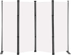 MAYOLIAH 4 Panel Room Divider Screen 6Ft Tall Foldable Privacy Dividers Indoor Wall Partition Room Separator White