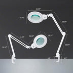 Neatfi XL Bifocal LED Magnifying Lamp, 7-Inch Lens, 5D/20D Magnification, Hands-Free, Dimmable, 84 SMD LED, Adjustable Arm for Crafts, Reading, Close Work (White, Glass Lens with Clamp)