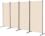 VEVOR Room Divider, 4 Panel Room Divider, Folding Privacy Screen and Portable Partition Divider for Room Separation, Freestanding Room Partitions for Office, Bedroom, Study, Beige