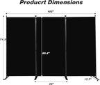 CHOSENM Room Divider, 3 Panel Folding Privacy Screens with Wider Support Feet, 6 Ft Portable Room Partition for Room Separator, 102" W X 71" H, Black