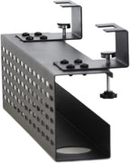 AEONS Under Desk Cable Management Tray Black Horizontal 16-inch Under Desk Removable C Clamp Mount Computer Cord Raceway and Modesty Panel