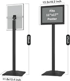 INNOVSIGN Heavy Duty Adjustable Pedestal Poster Sign Stand, 11x17 Aluminum Open Floor Standing Sign Holder for Vertical and Horizontal View Display, Black