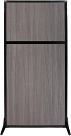 Versare Workstation Partition | Portable Wall Divider | Modern Office Cubicle | Free Standing Privacy Screen | Flexible Work Space | 33" x 70" Gray Elm Wood Grain Panels No Window