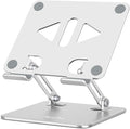 Aoviho Tablet Stand Holder for Desk, Adjustable Desktop Tablet Holder, Foldable Aluminum Tablet Mount for iPad pro 11, iPad Air Mini, Samsung Galaxy Tabs Z Fold Kindle Fire 4-12 inch, Silver