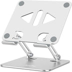 Aoviho Tablet Stand Holder for Desk, Adjustable Desktop Tablet Holder, Foldable Aluminum Tablet Mount for iPad pro 11, iPad Air Mini, Samsung Galaxy Tabs Z Fold Kindle Fire 4-12 inch, Silver